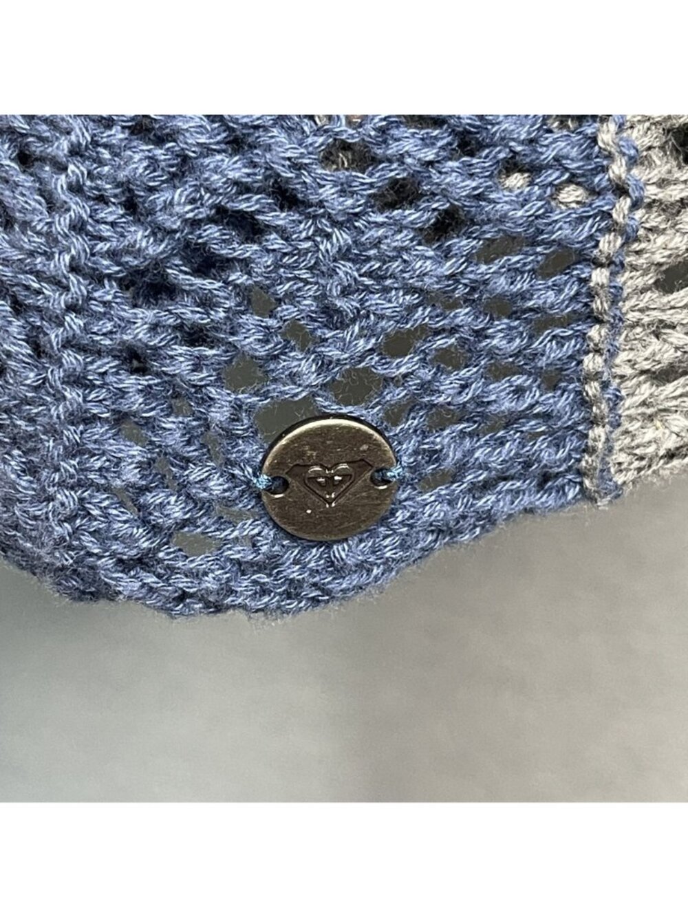 Roxy Womens Blue & Gray Chevron Knit Open Front Cardigan Sweater S Lightweight - Picture 3 of 5